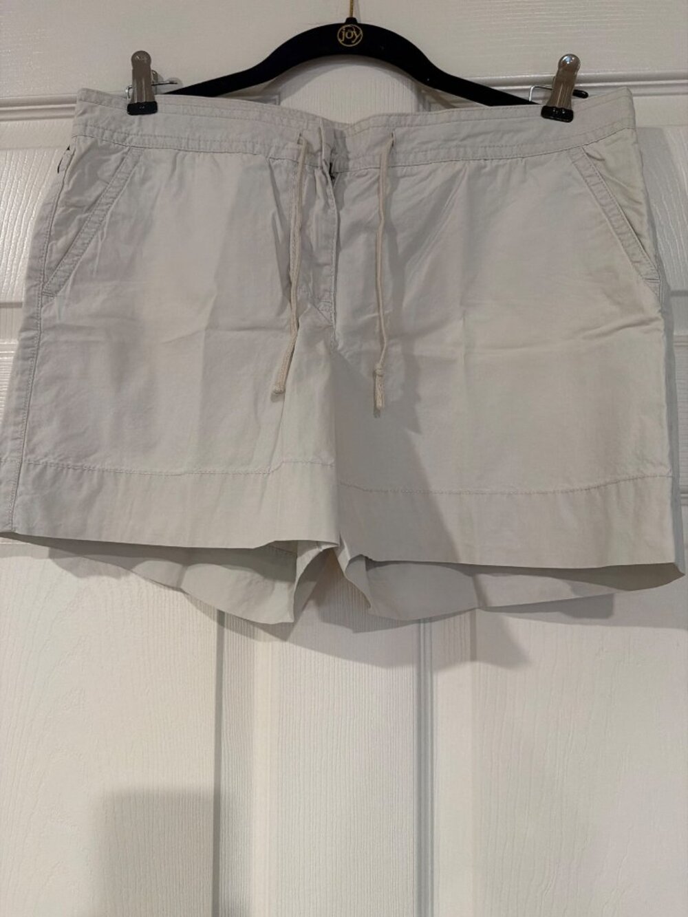 J.Crew Womens Low-Fit Relaxed Shorts Size 6 Beige Cotton Blend Casual Drawstring